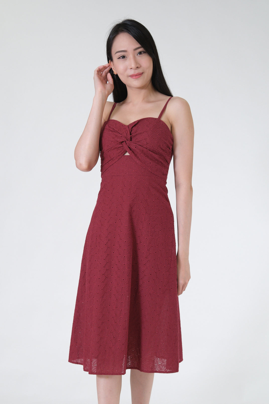 Chixxie Emily Lace Midi Dress (Red)