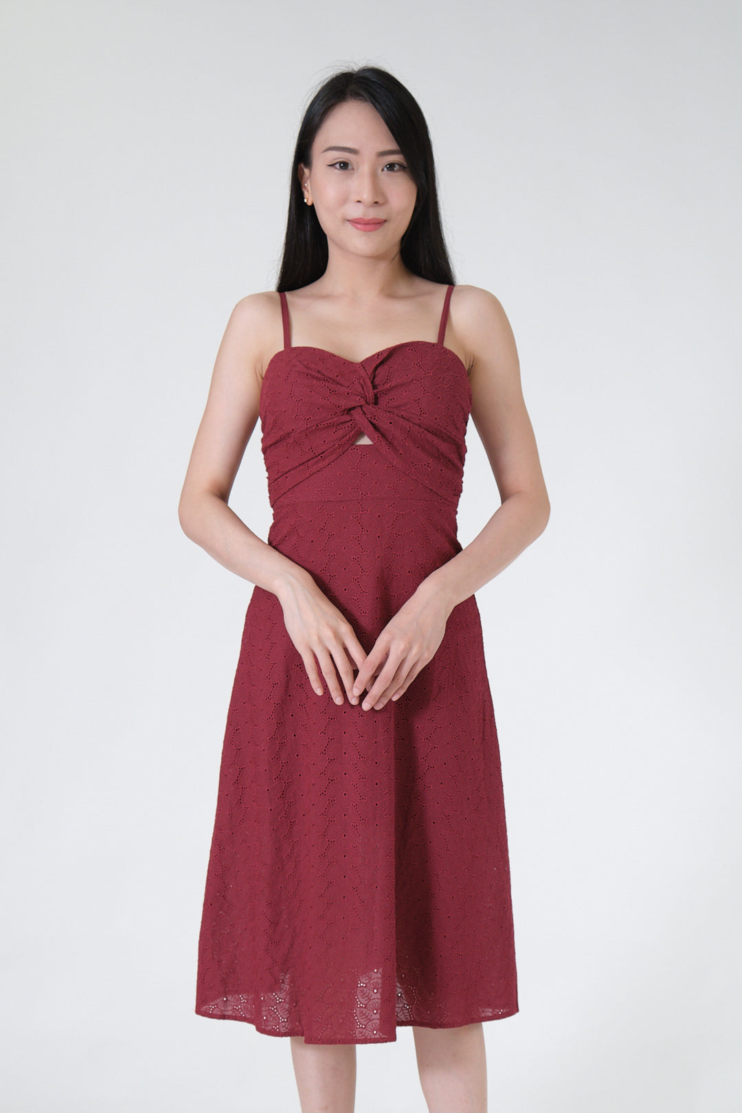 Chixxie Emily Lace Midi Dress (Red)