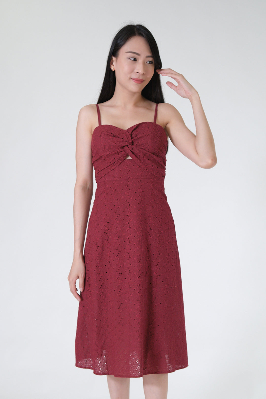 Chixxie Emily Lace Midi Dress (Red)