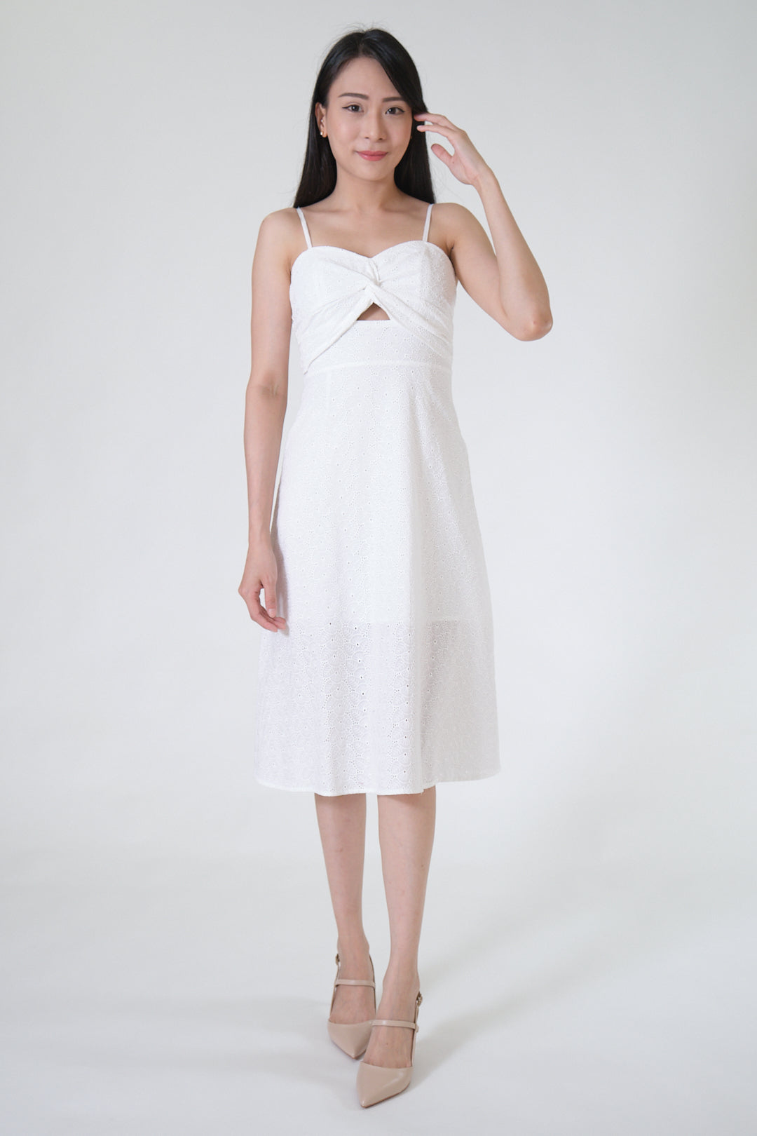 Chixxie Emily Lace Midi Dress (White)