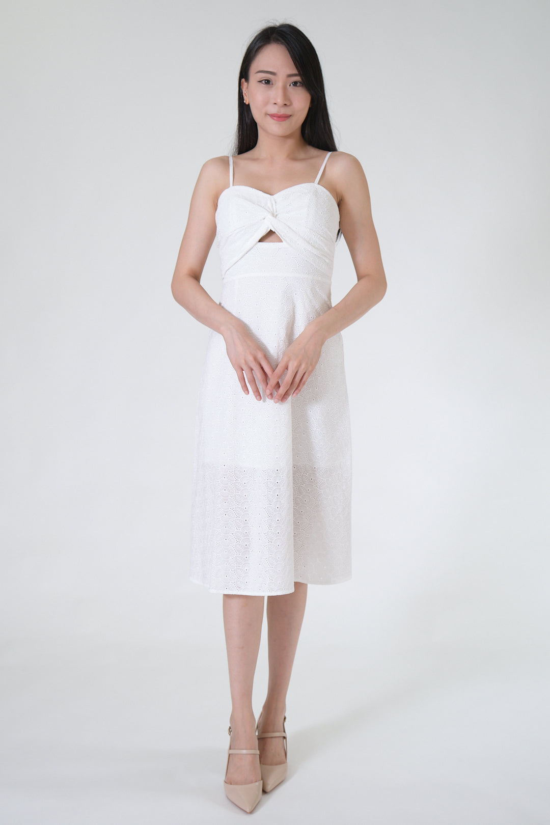 Chixxie Emily Lace Midi Dress (White)
