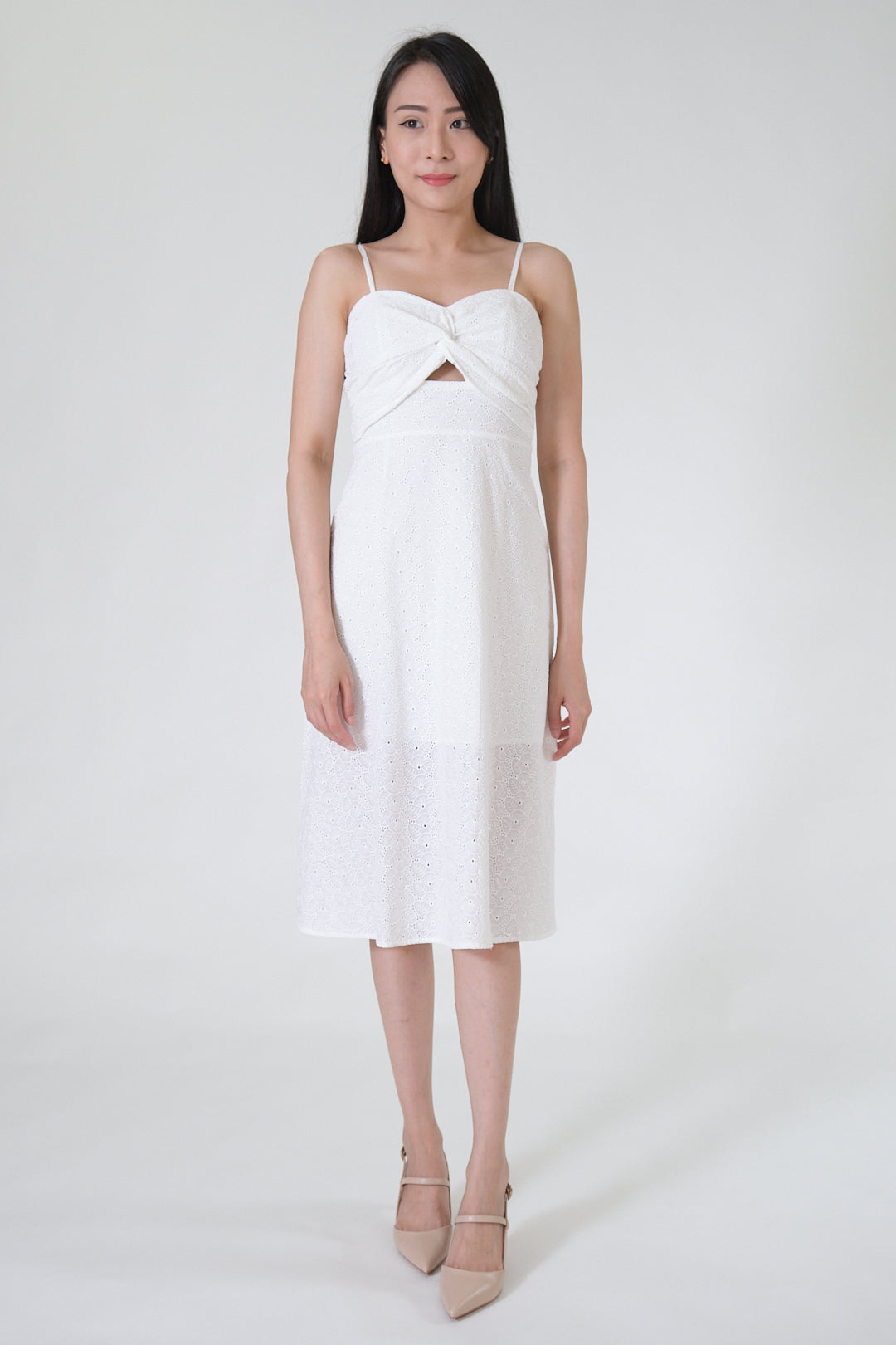 Chixxie Emily Lace Midi Dress (White)