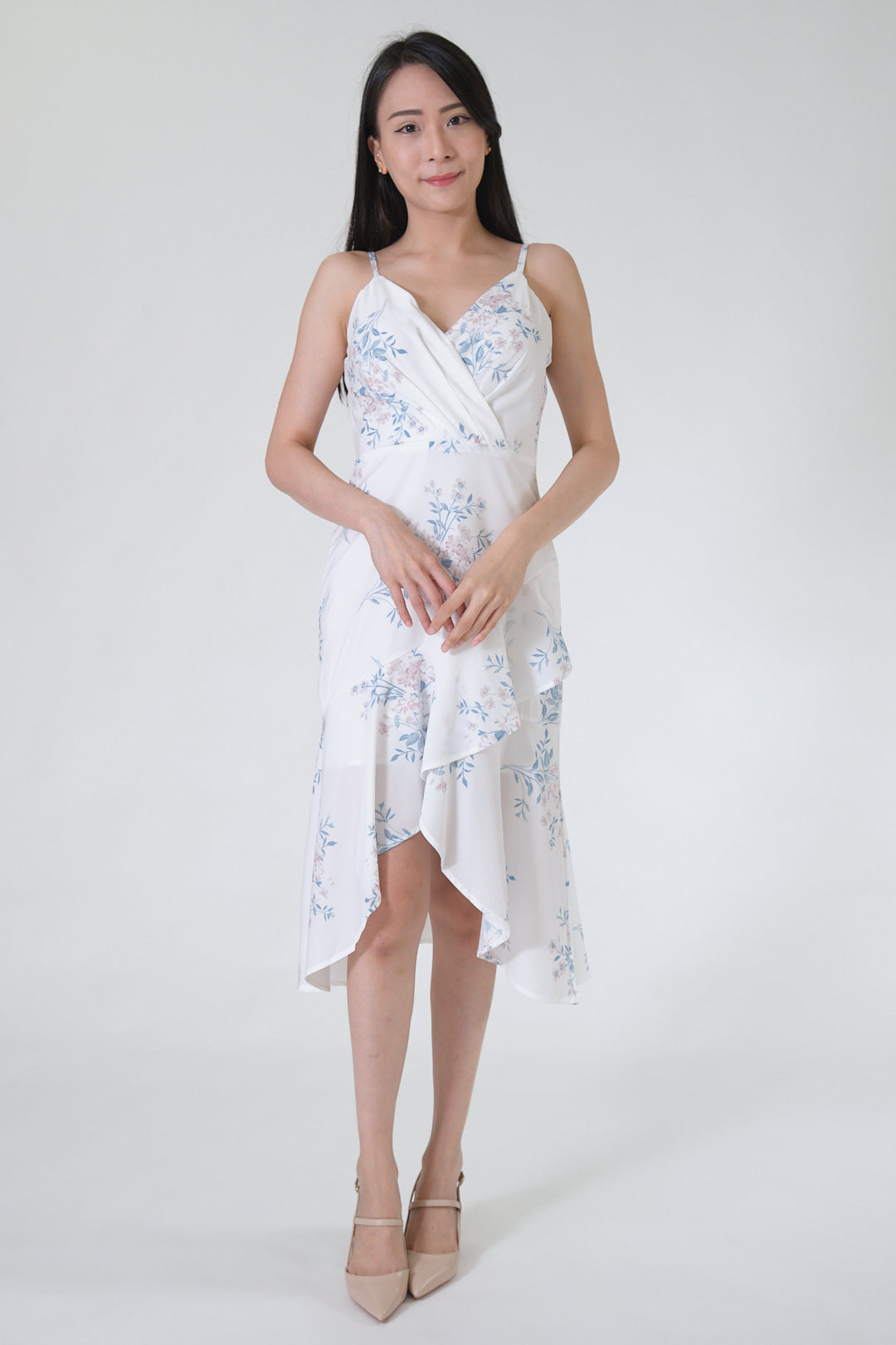 Chixxie Florence Floral Dress (White)