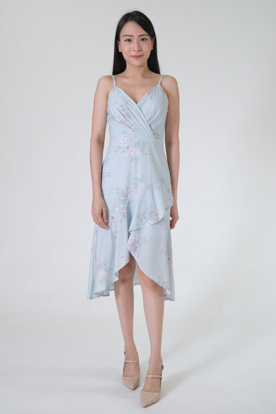 Chixxie Florence Floral Dress (Pastel Blue)