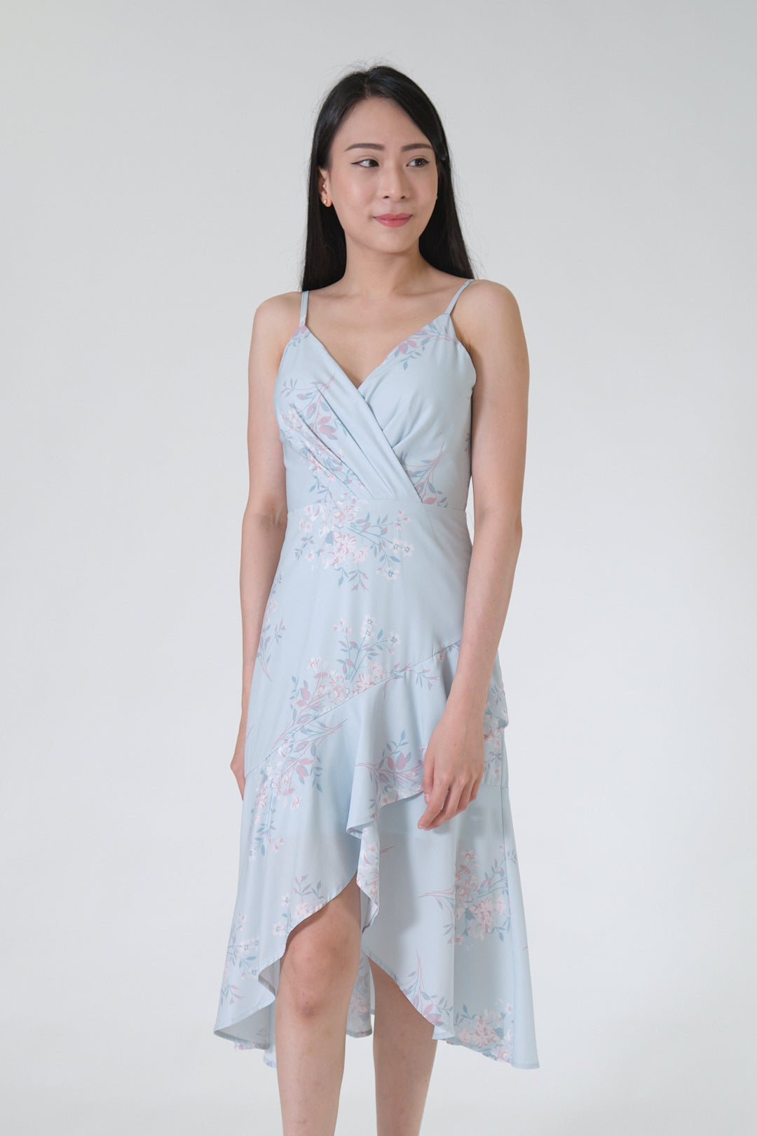 Chixxie Florence Floral Dress (Pastel Blue)