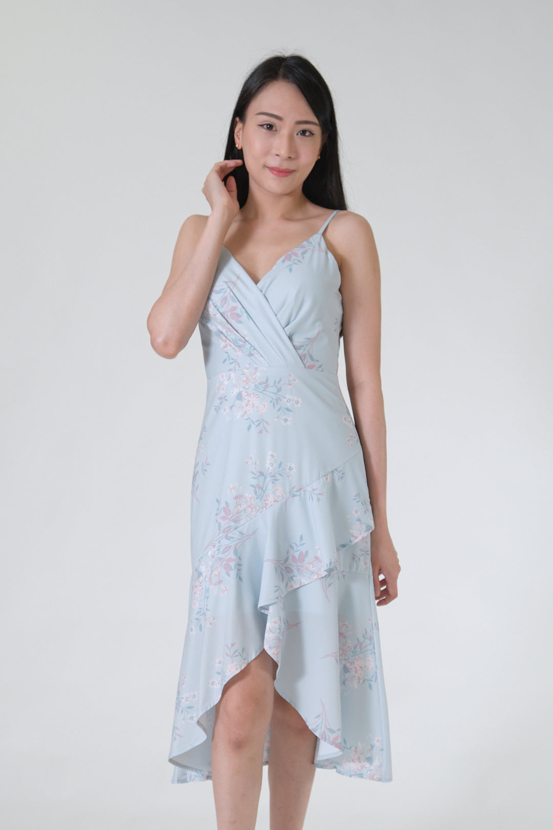 Chixxie Florence Floral Dress (Pastel Blue)