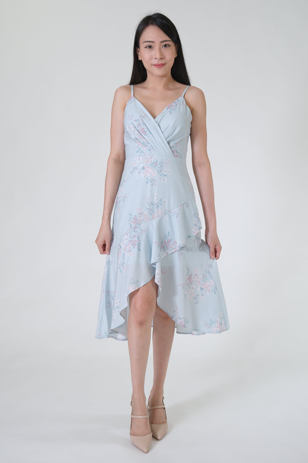 Chixxie Florence Floral Dress (Pastel Blue)