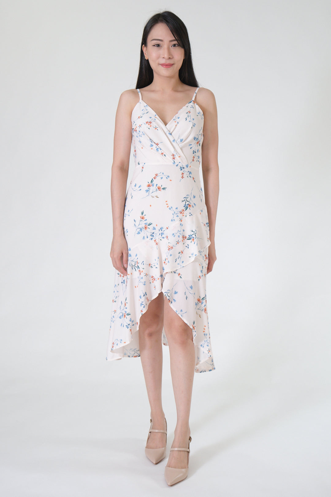 Chixxie Florence Floral Dress (Beige)