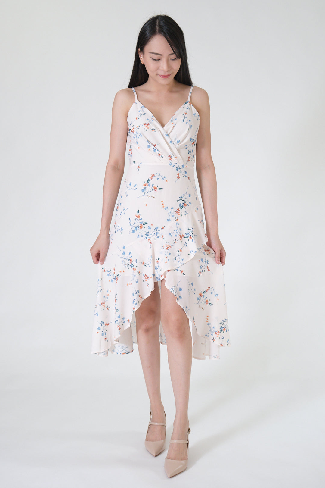 Chixxie Florence Floral Dress (Beige)