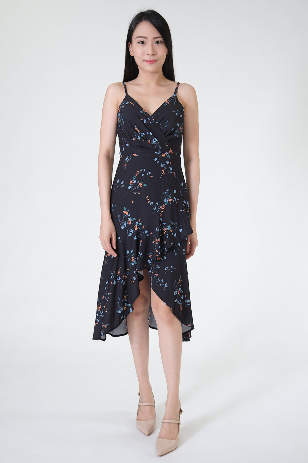 Chixxie Florence Floral Dress (Black)