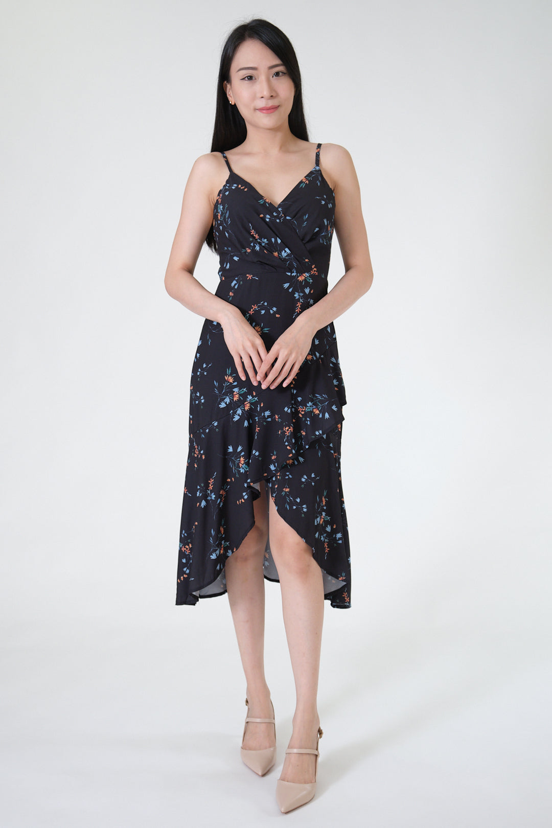 Chixxie Florence Floral Dress (Black)