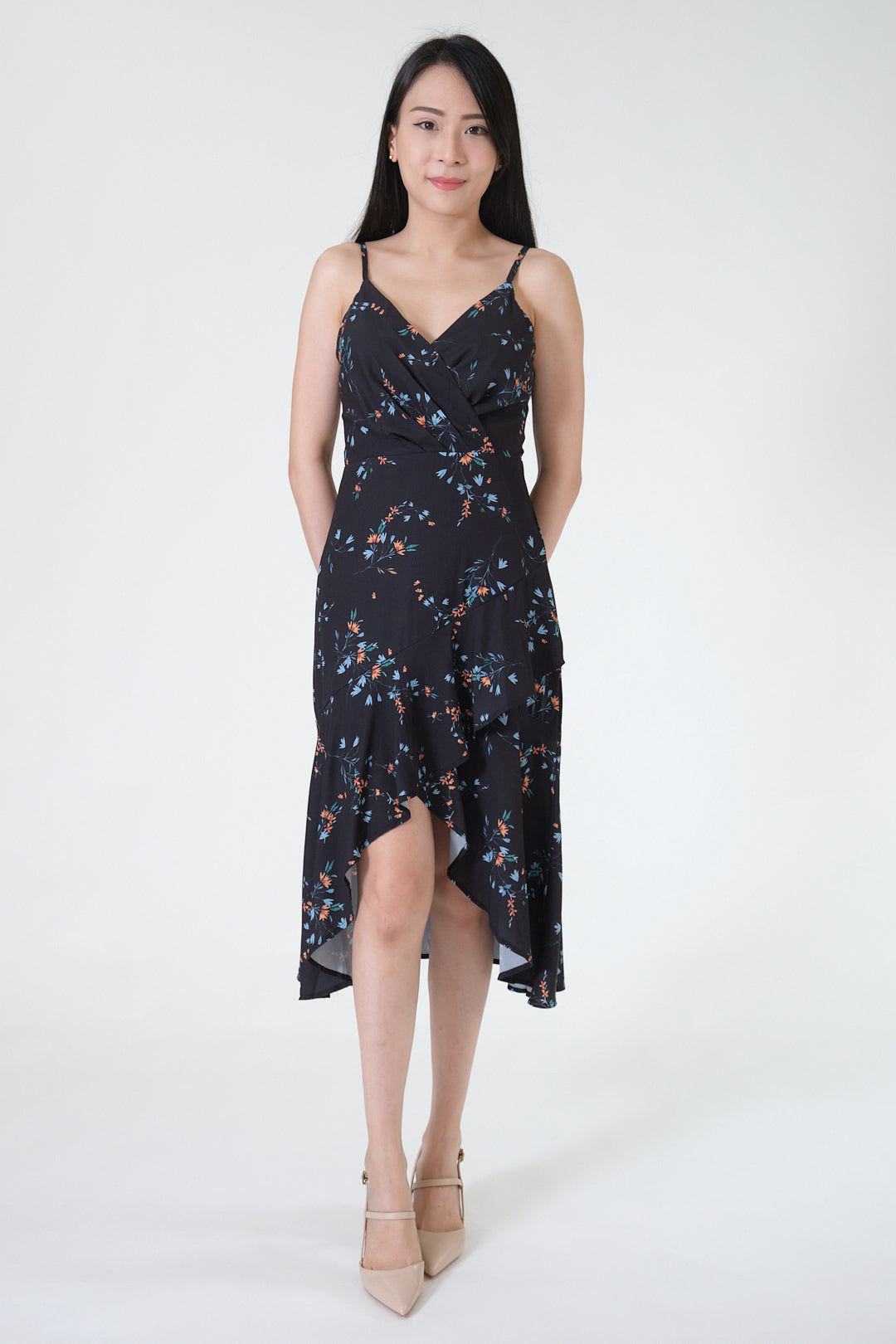 Chixxie Florence Floral Dress (Black)