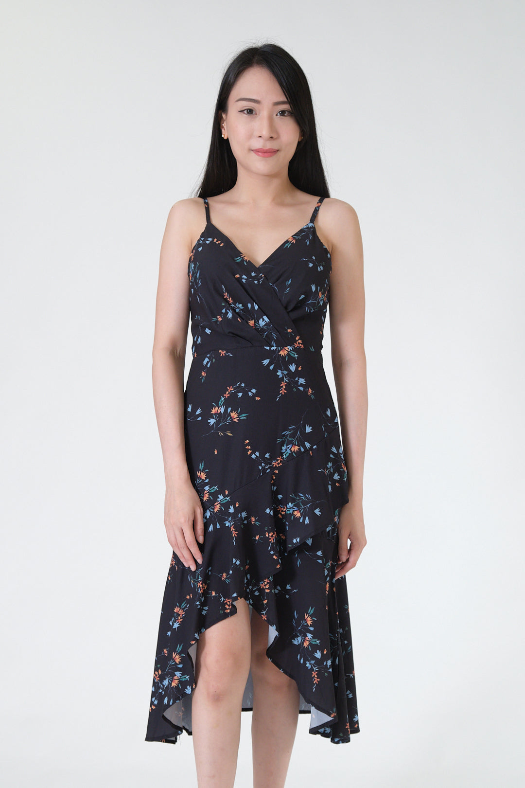 Chixxie Florence Floral Dress (Black)