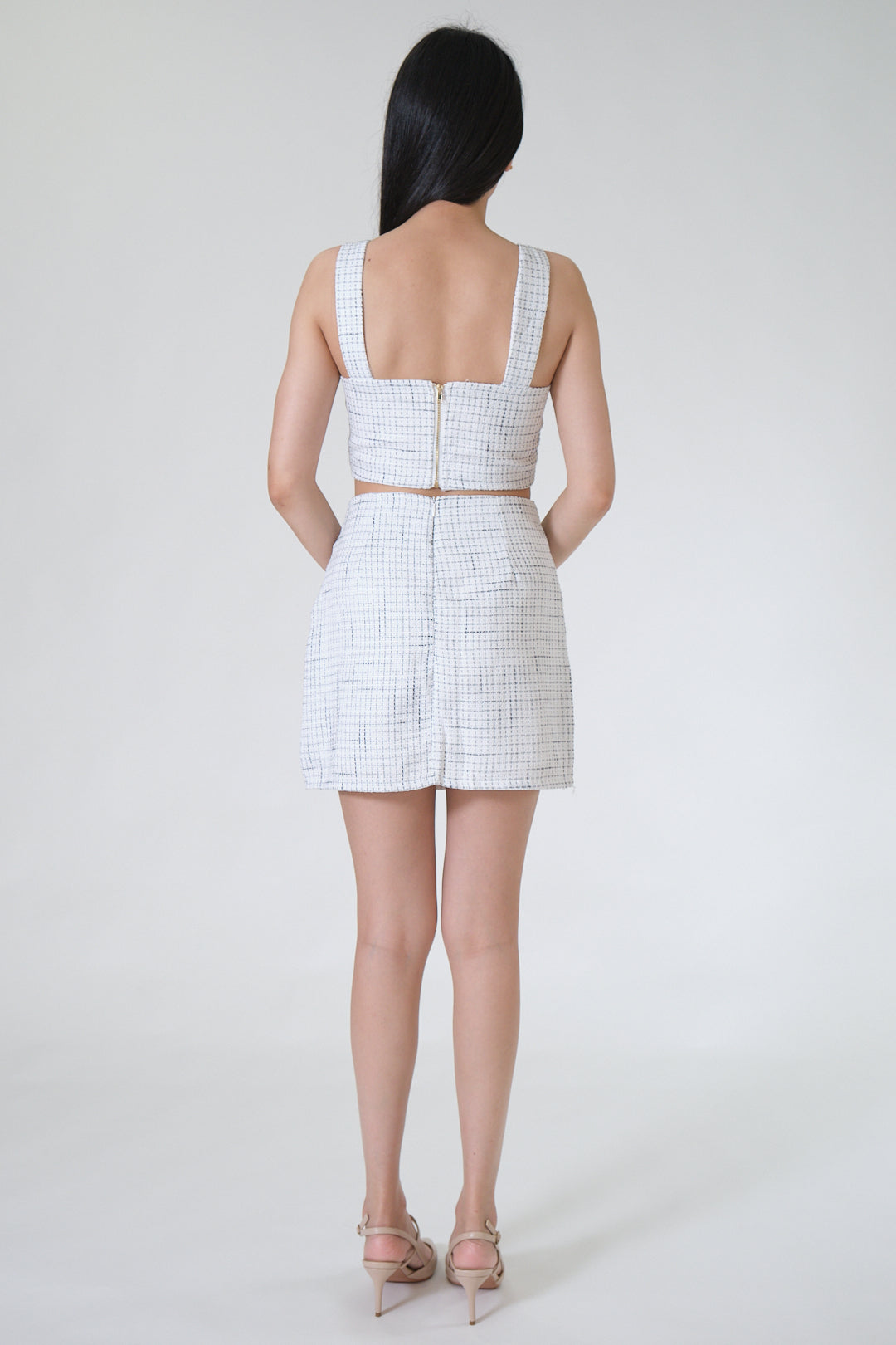 Chixxie Anne Tweed Two-Piece Set (White)