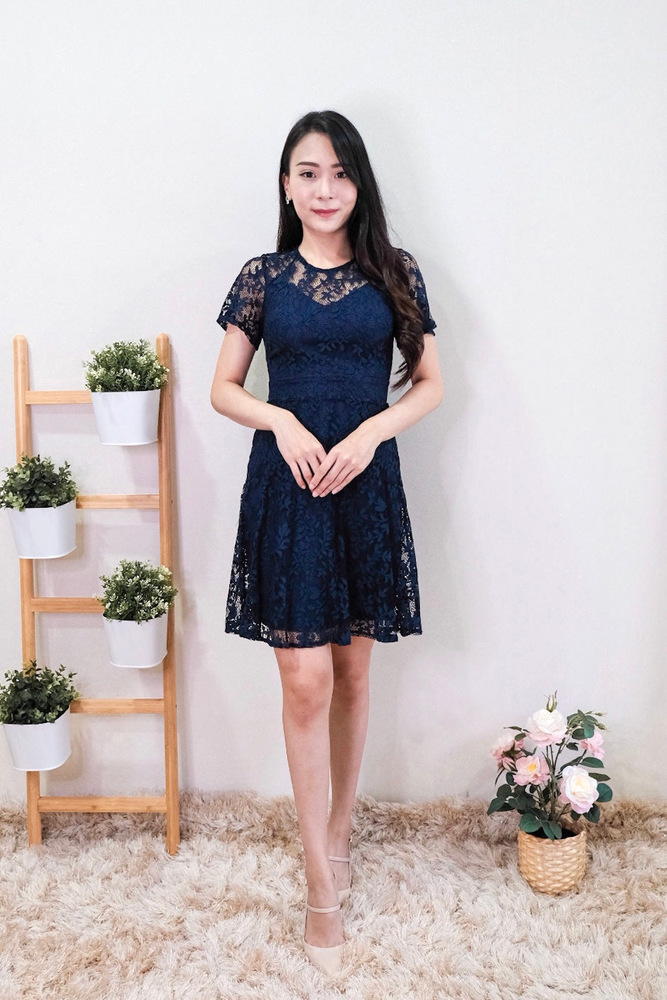 Chixxie Kimberly Lace Dress (Navy)