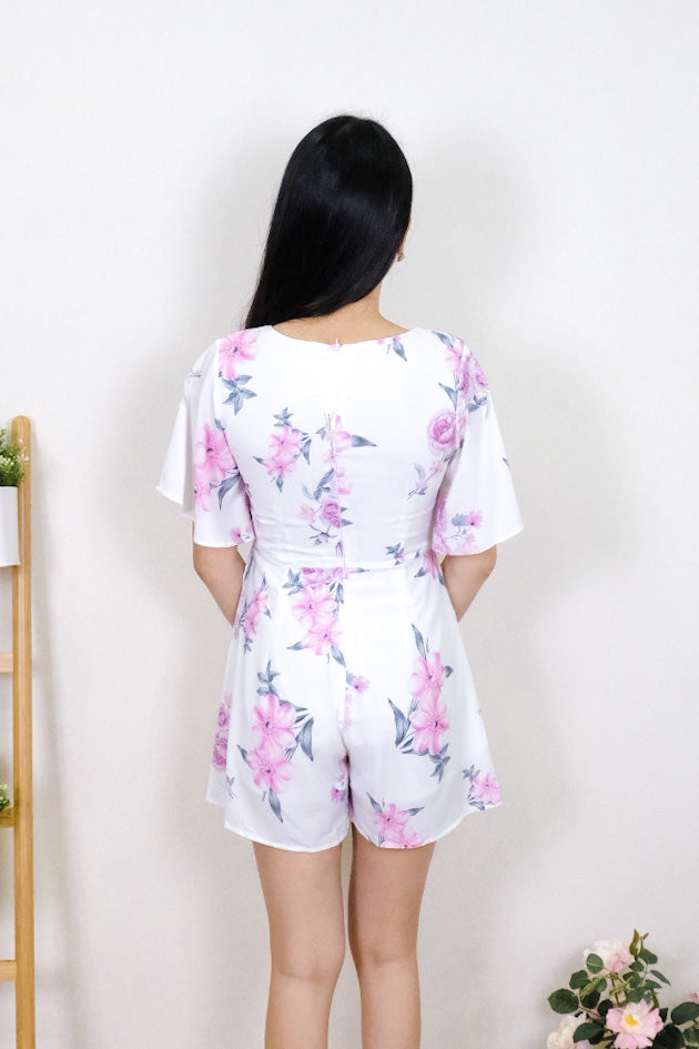 Chixxie Nicole Floral Playsuit (White)