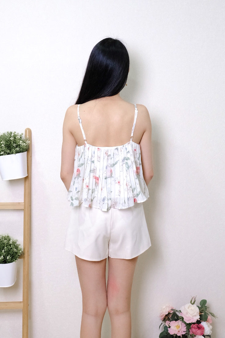 Chixxie Katie Floral Flowy Crop Top (White)