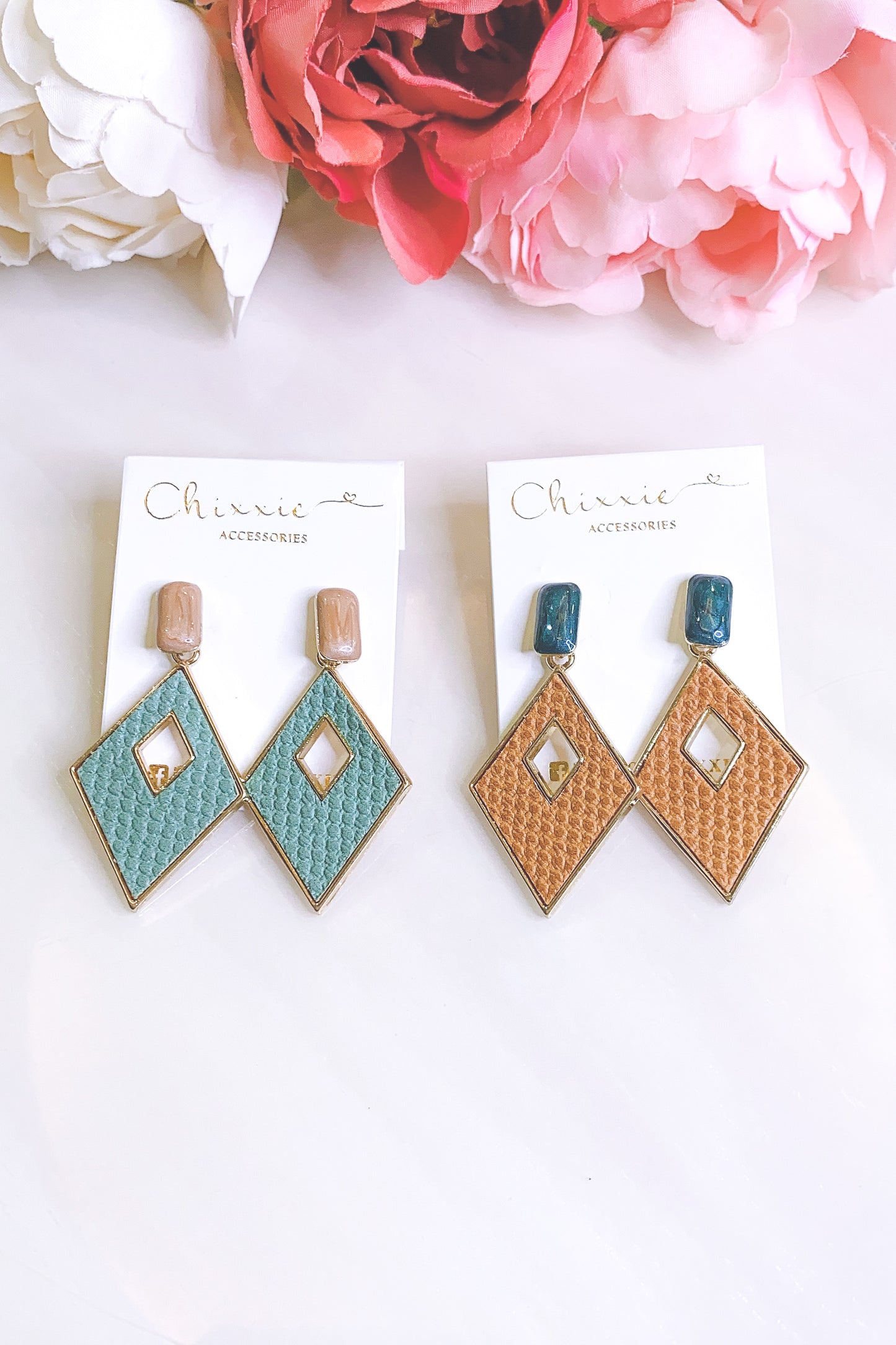 Colourful Triangle Cut Drop Earrings