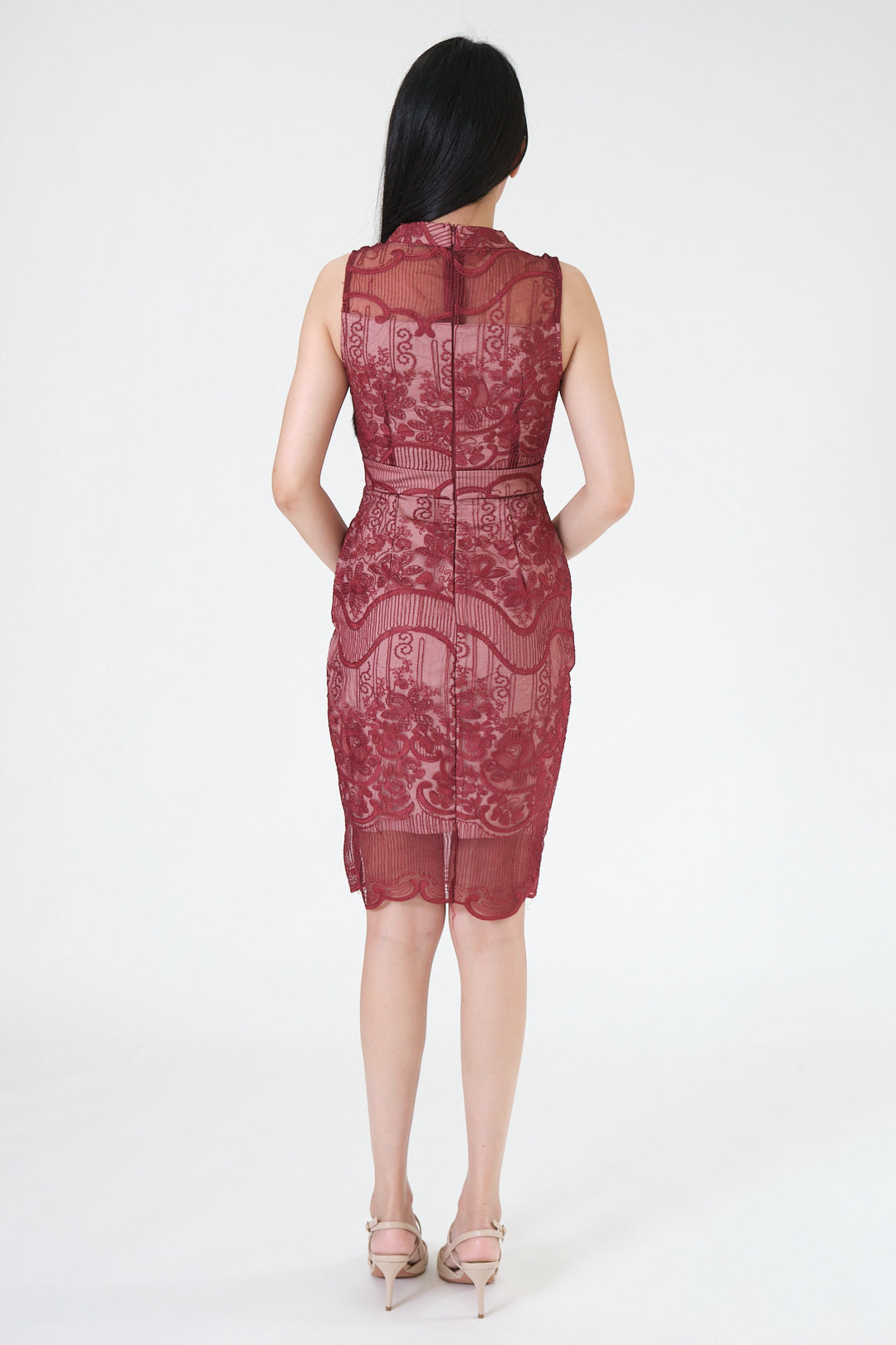 Chixxie Bethany Lace Midi Dress (Red)