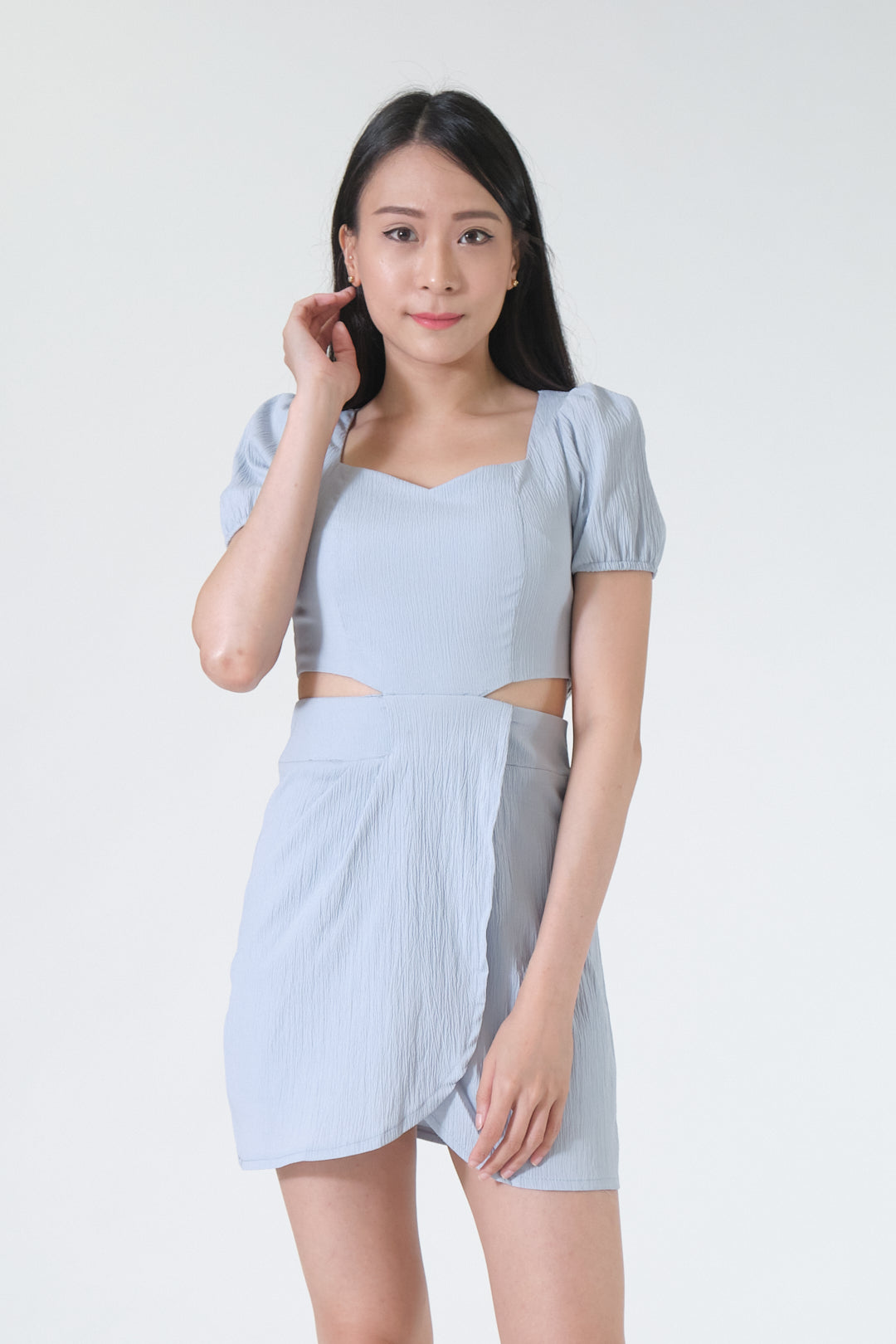 Chixxie Penny Cutout Short Dress (Blue)