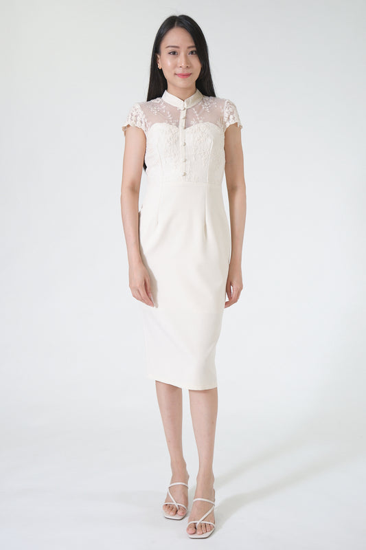 Chixxie Rosalie Cheongsam (Cream)