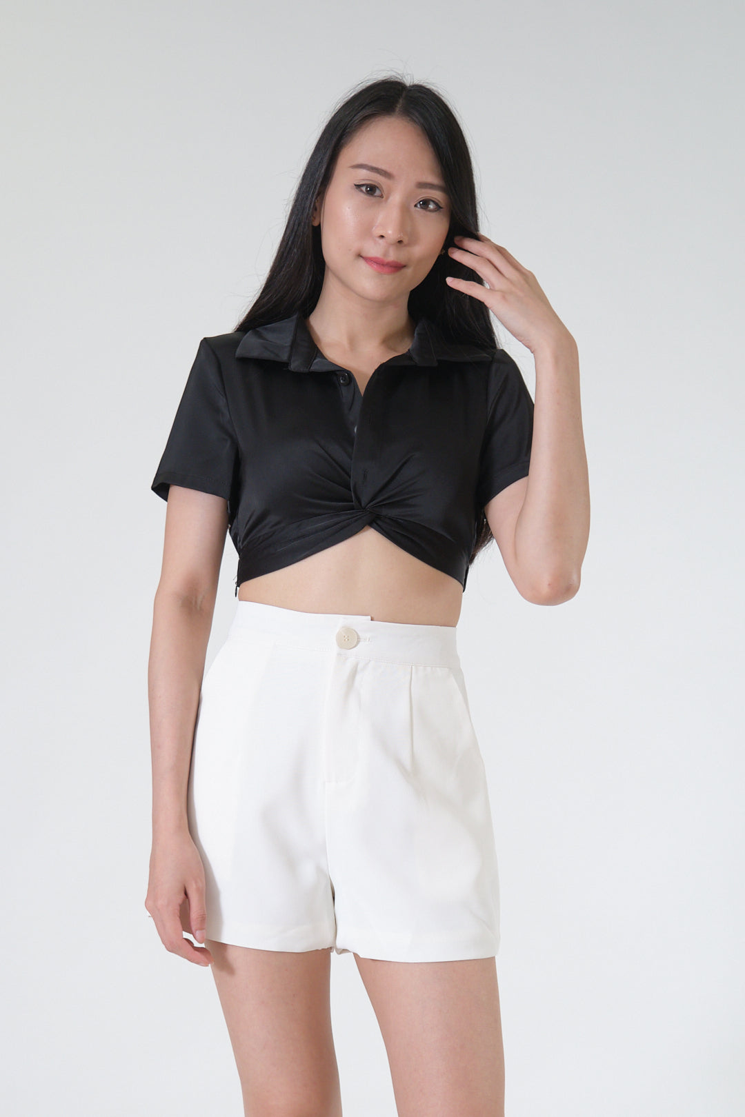 Chixxie Peyton Twist Crop Top (Black)