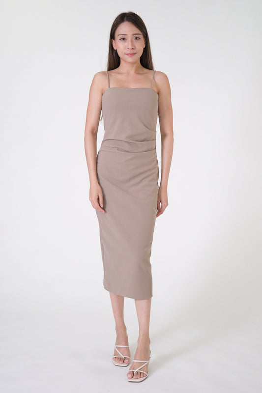 Chixxie Miley Midi Dress (Khaki)