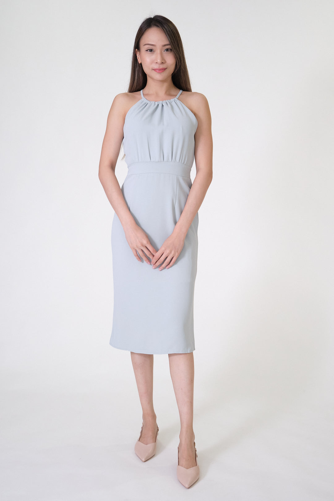 Chixxie Kylie Halter Midi Dress (Cyan)