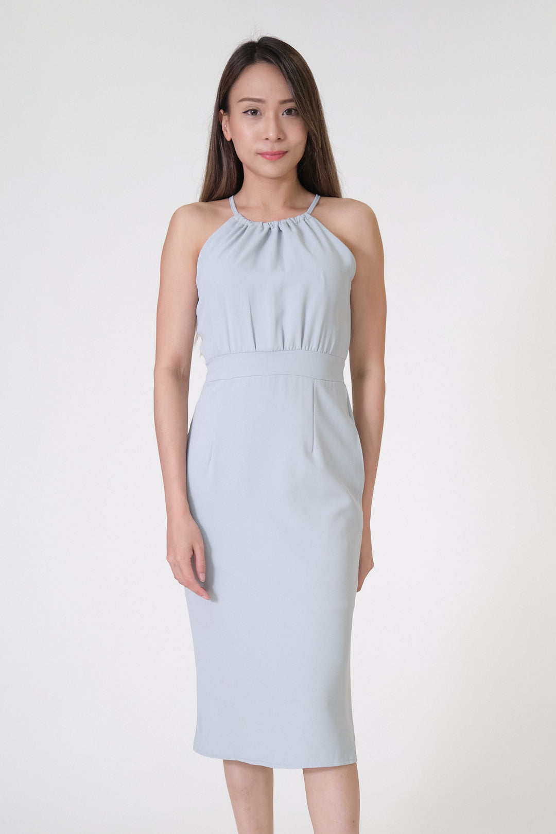 Chixxie Kylie Halter Midi Dress (Cyan)