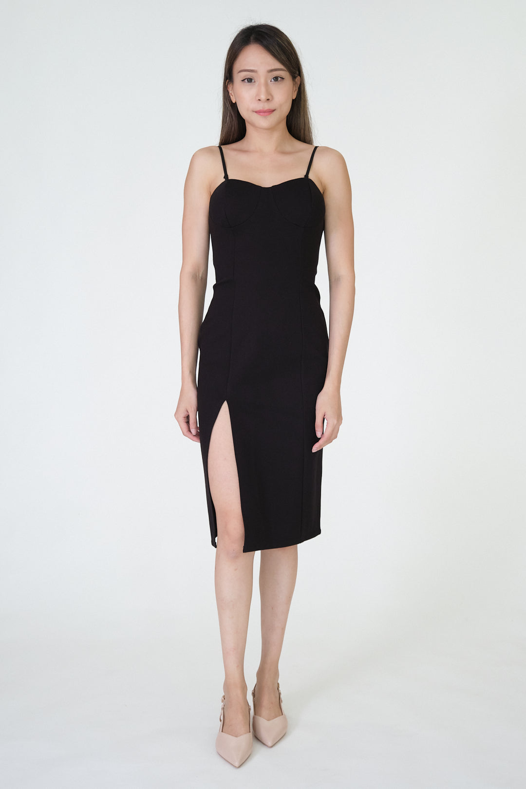 Chixxie Selena Slit Dress (Black)