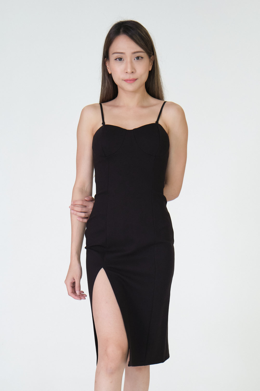 Chixxie Selena Slit Dress (Black)