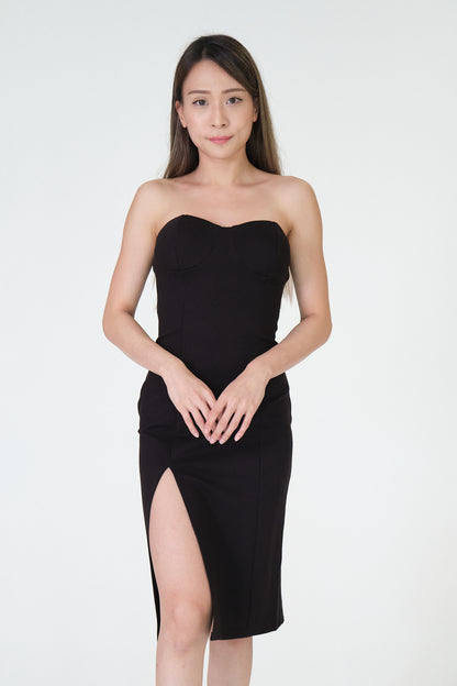 Chixxie Selena Slit Dress (Black)