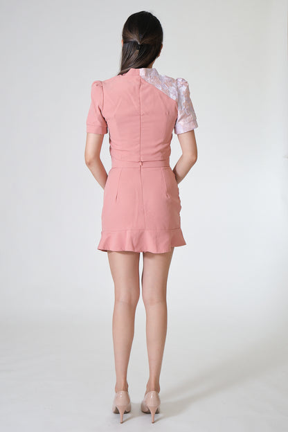 Chixxie Magnolia Two-Piece Cheongsam Set (Pink)