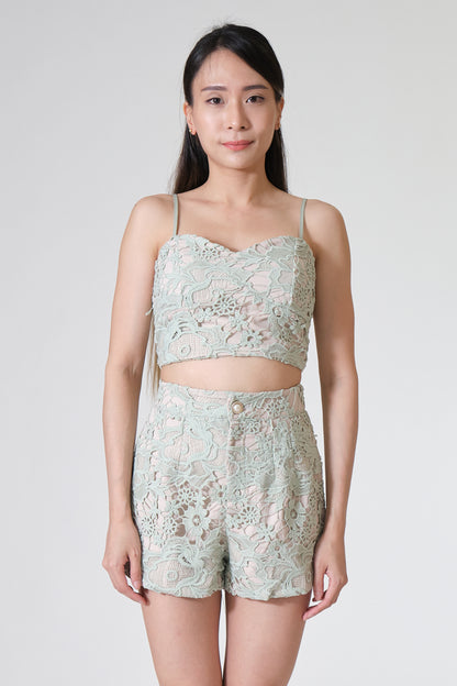 Chixxie Paisley Lace Two-Piece Set (Sage)