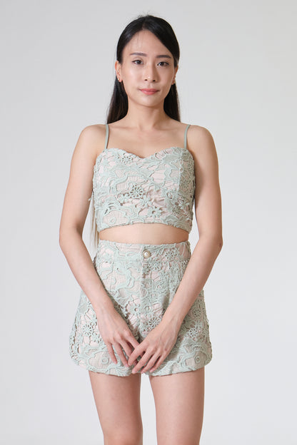 Chixxie Paisley Lace Two-Piece Set (Sage)