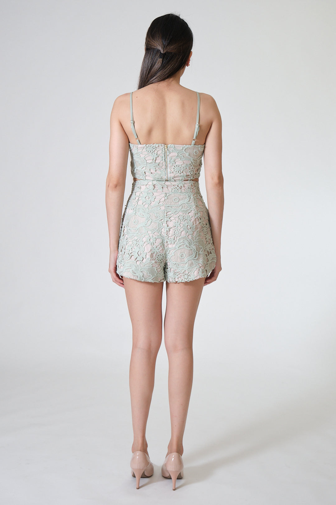 Chixxie Paisley Lace Two-Piece Set (Sage)