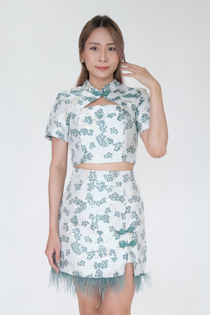 Chixxie Sakura Two-Piece Cheongsam Set (Jade)