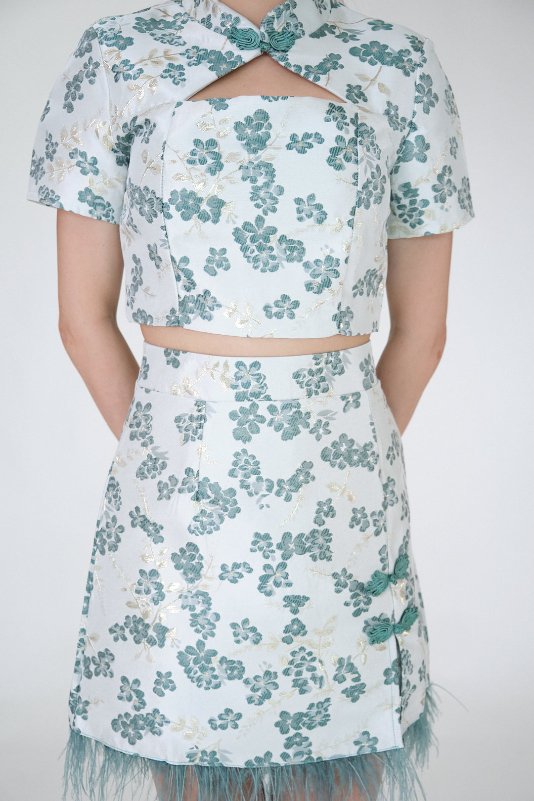 Chixxie Sakura Two-Piece Cheongsam Set (Jade)