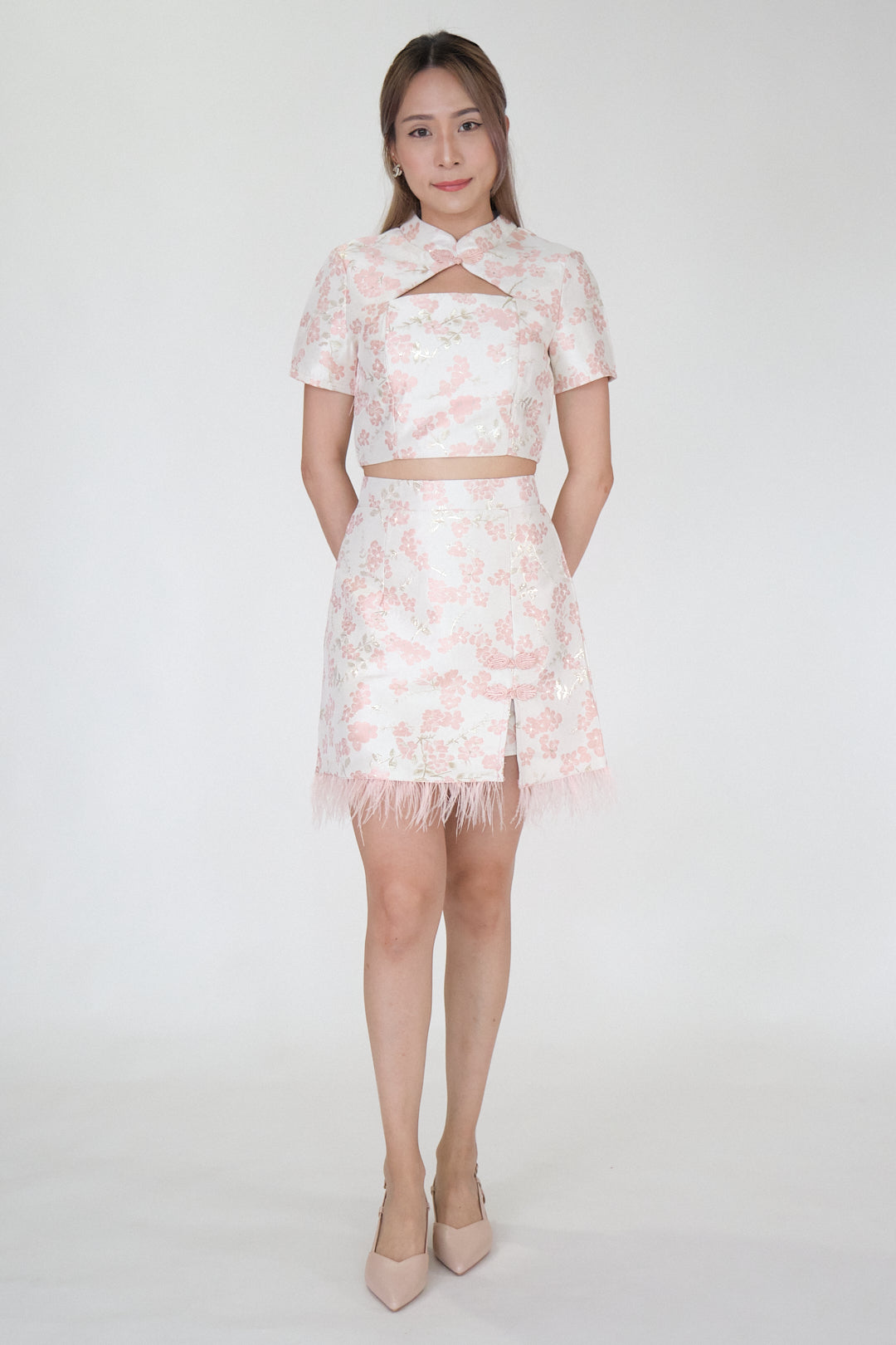 Chixxie Sakura Two-Piece Cheongsam Set (Pink)