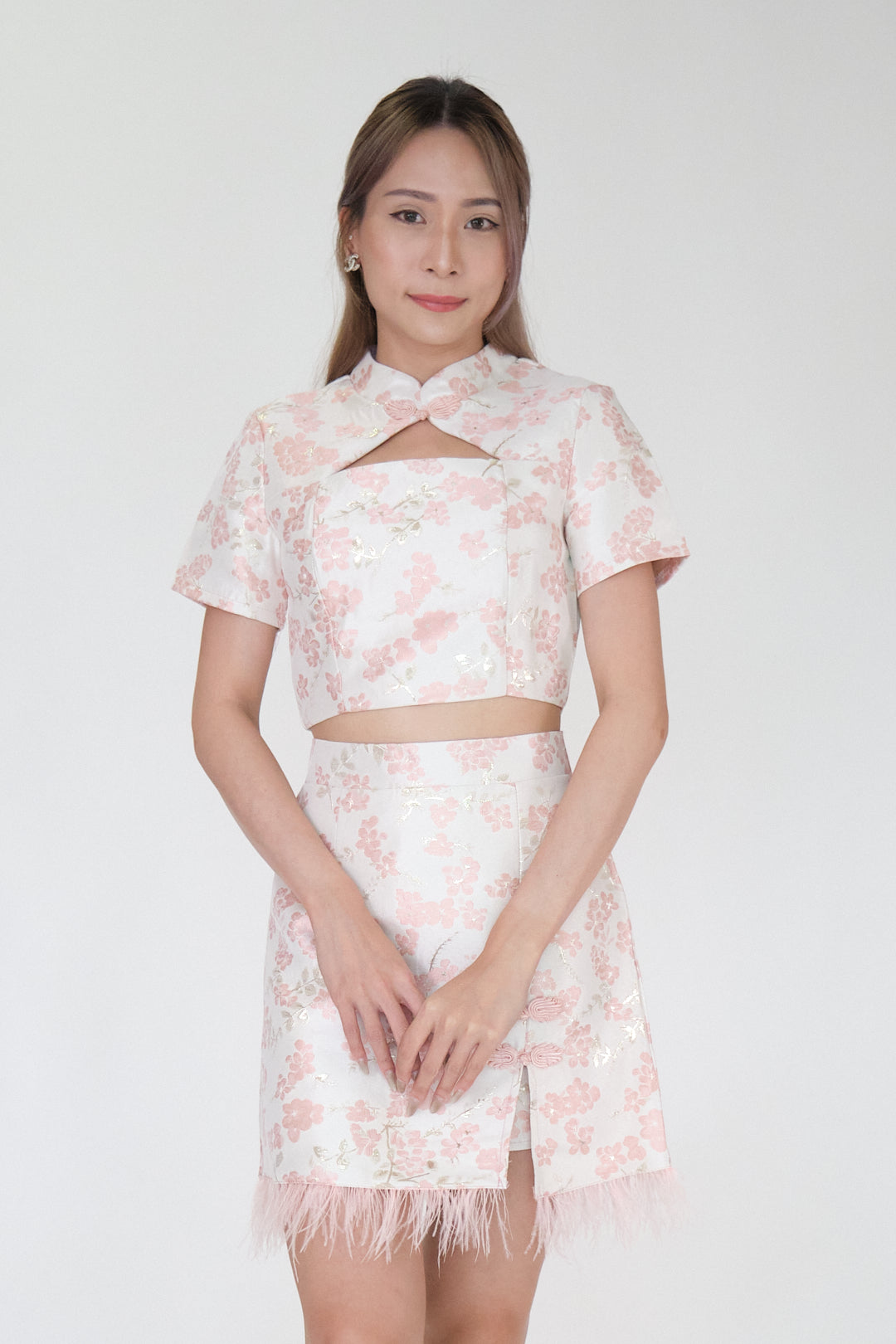 Chixxie Sakura Two-Piece Cheongsam Set (Pink)