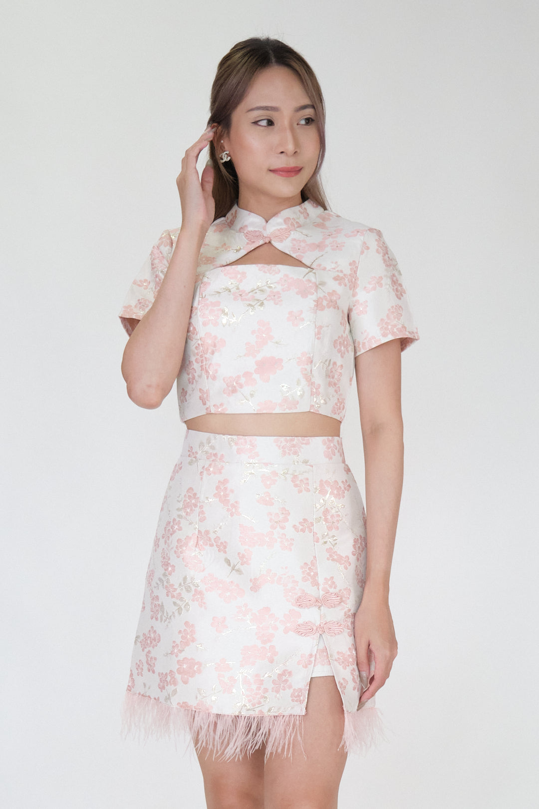 Chixxie Sakura Two-Piece Cheongsam Set (Pink)