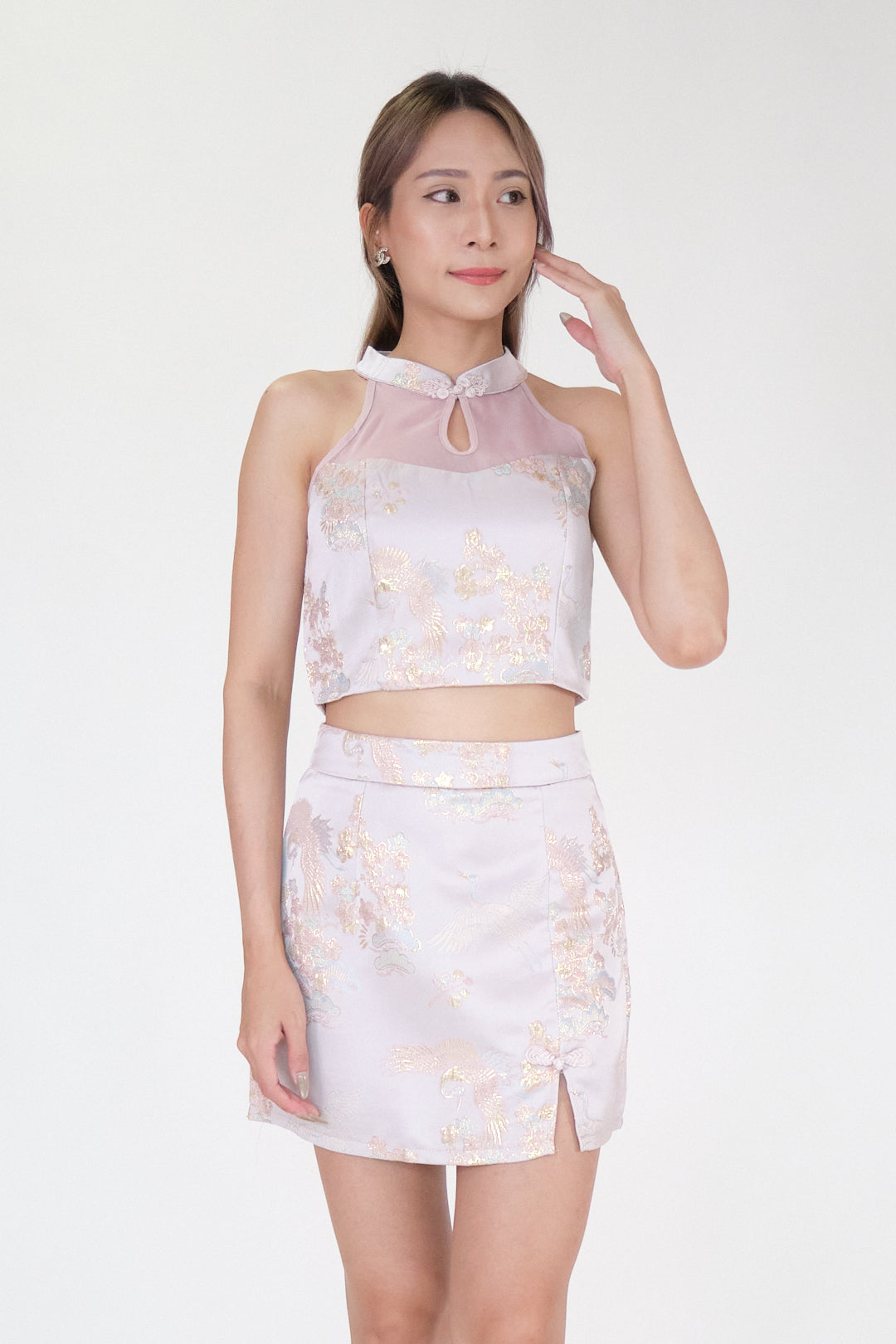 Chixxie Ruby Two-Piece Cheongsam Set (Pink)