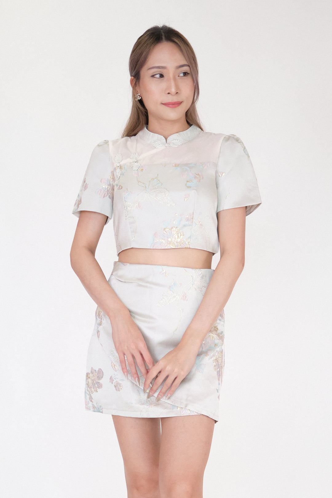 Chixxie Primrose Two-Piece Cheongsam Set (Beige)