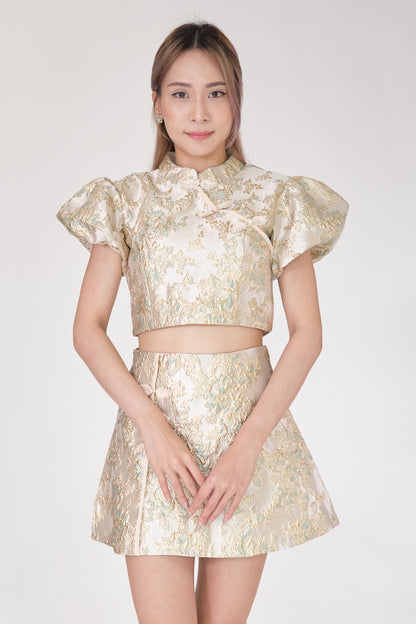 Chixxie Clover Two-Piece Cheongsam Set (Green)