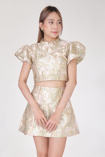 Chixxie Clover Two-Piece Cheongsam Set (Green)