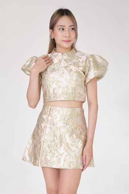 Chixxie Clover Two-Piece Cheongsam Set (Green)