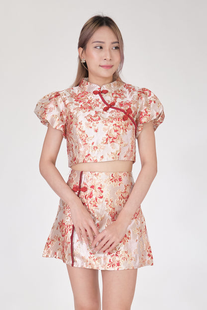 Chixxie Clover Two-Piece Cheongsam Set (Red)