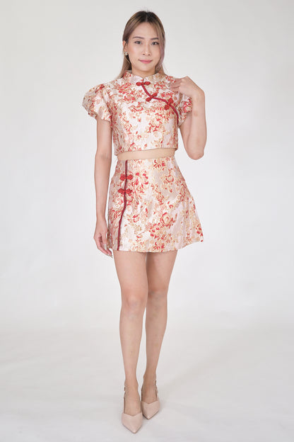 Chixxie Clover Two-Piece Cheongsam Set (Red)