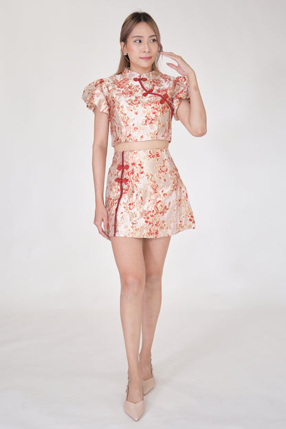 Chixxie Clover Two-Piece Cheongsam Set (Red)