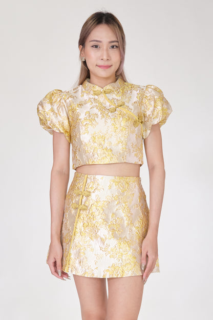 Chixxie Clover Two-Piece Cheongsam Set (Yellow)